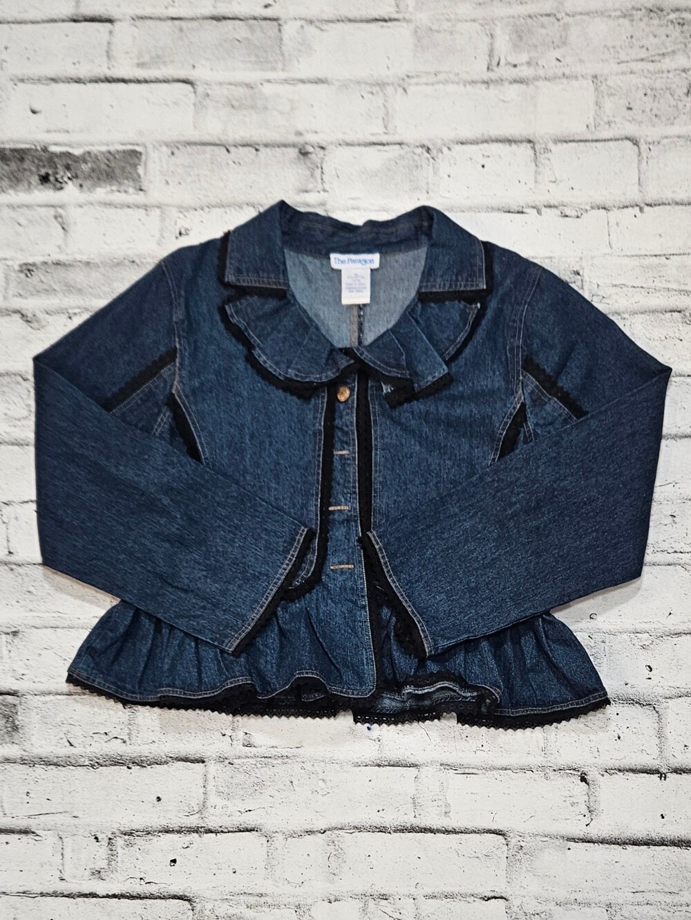 The Paragon 1X Ruffle Denim Jacket Peplum Cotton Blue Plus Size